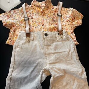 Next Floral Shirt and Beige Pants Set